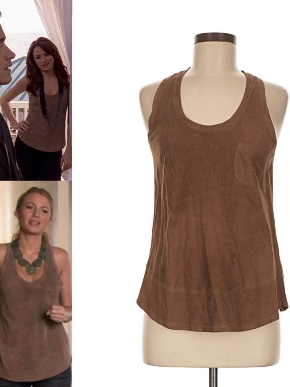 ASO GOSSIP GIRL SERENA ONE TREE HILL QUINN Suede Leather Top Shirt RARE EUC Y2K